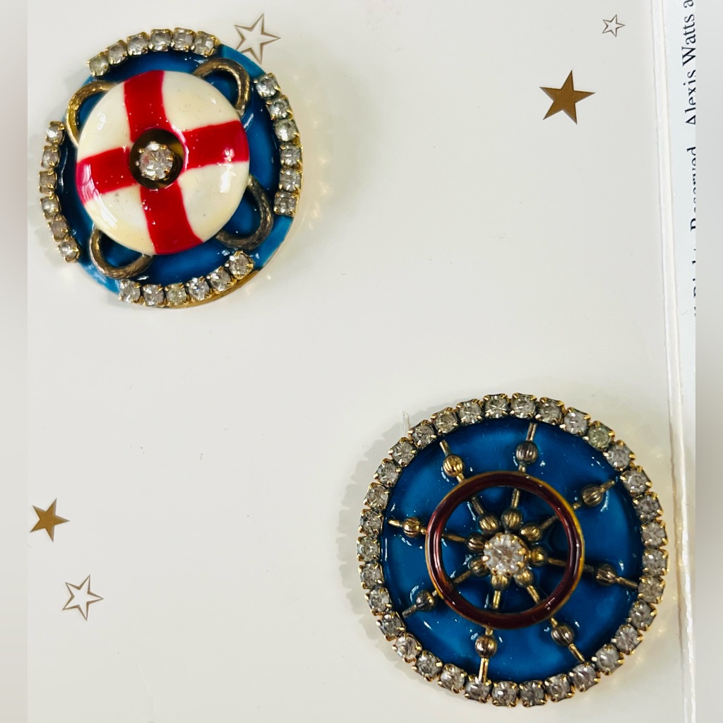 Lunch At The Ritz “Captain’s Table” 1994 Vintage Earrings Pierced Euc
